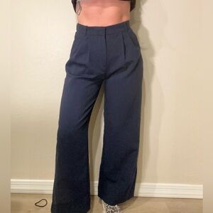 Abercrombie Navy Blue Wide Leg Trousers – Size 27 / 4S